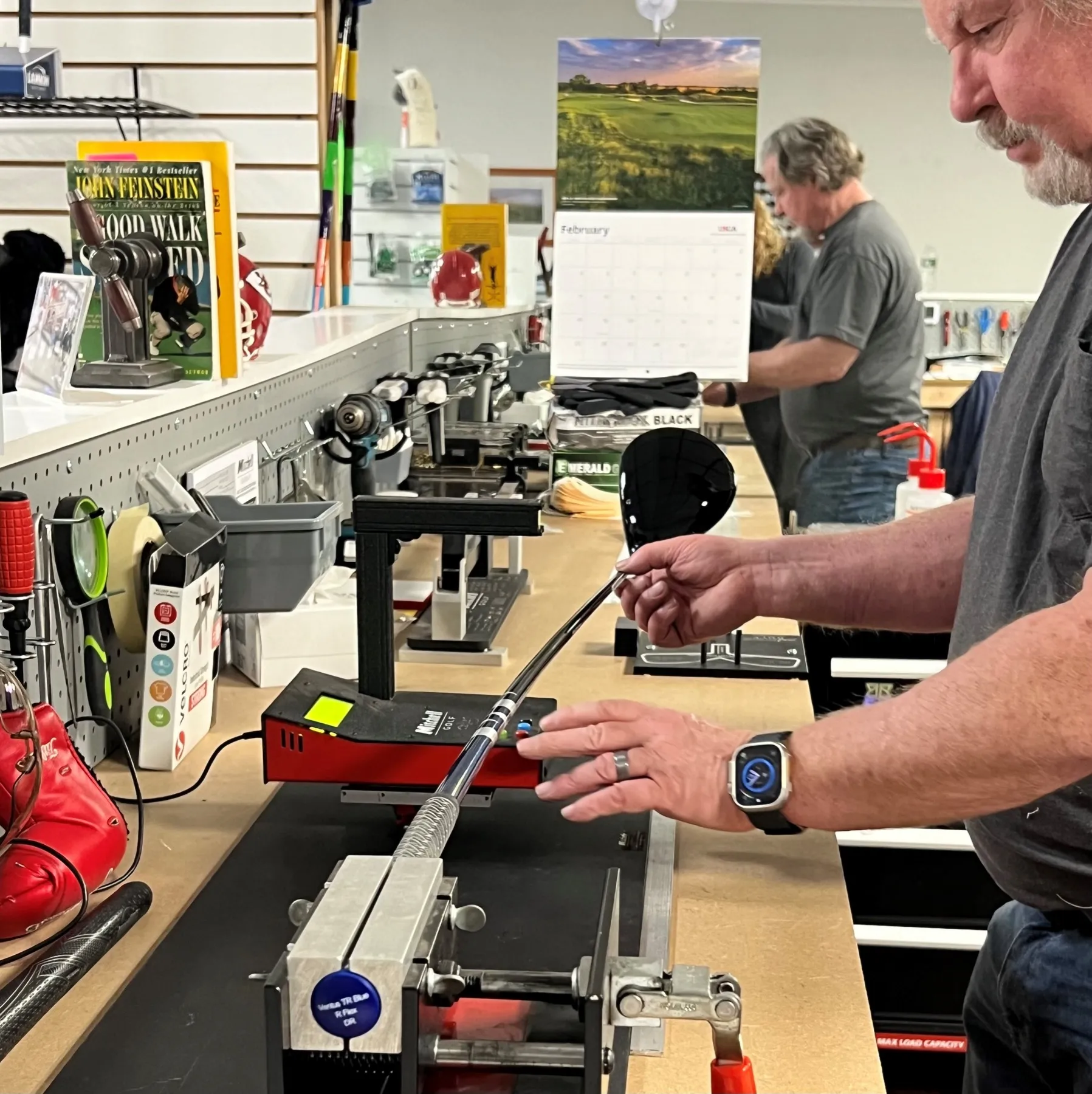 Phil working a shaft on the repair bench