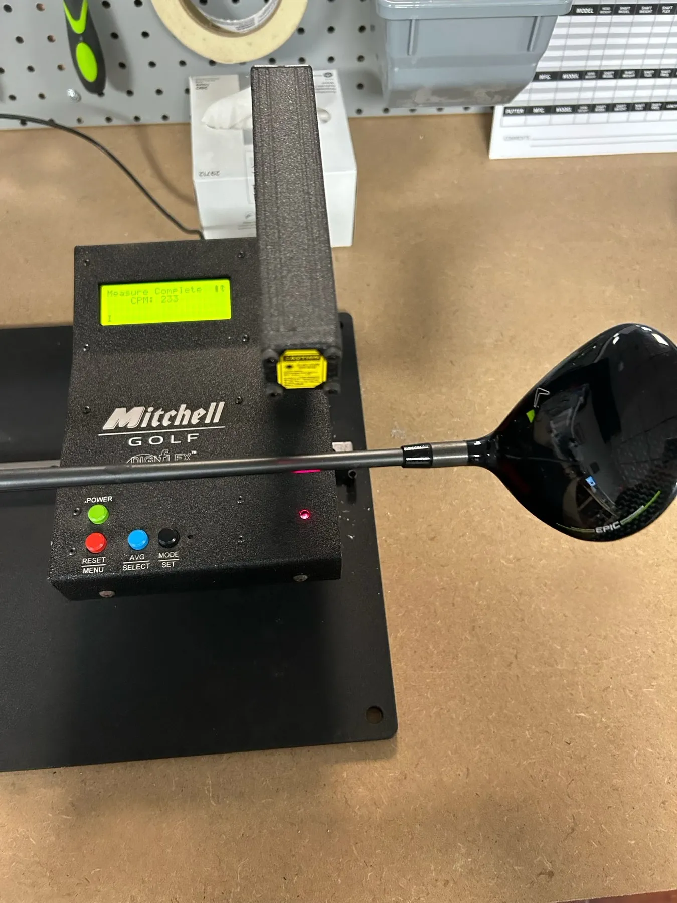 Mitchell swing weight scale with a driver